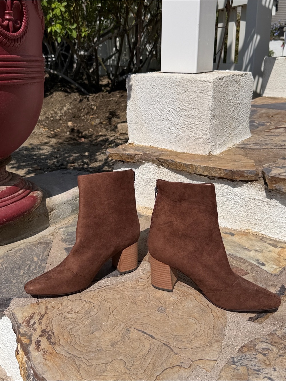 Mi.iM Brown Suede Block Heel Ankle Boots - Picture 2 of 3